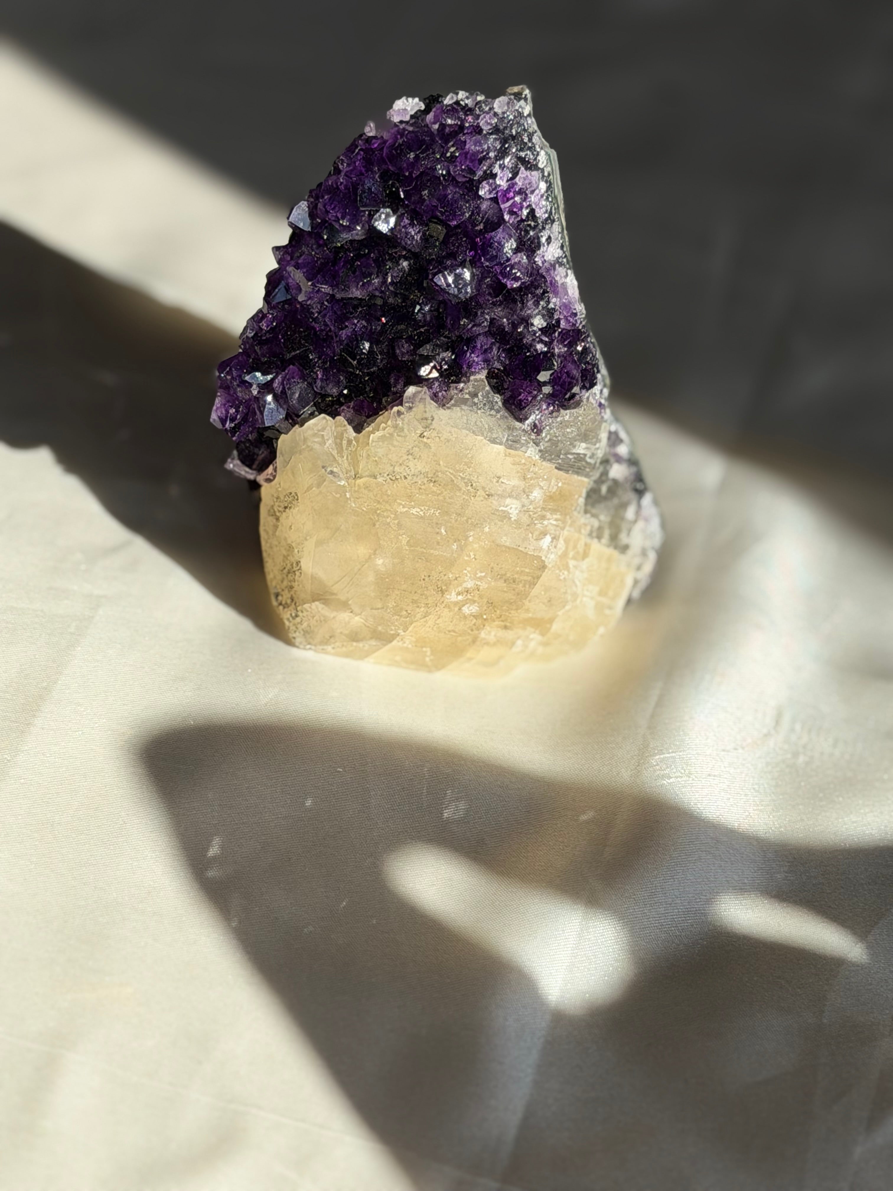 Dark Amethyst & Calcite Standing Mountain | Ametista do Sul, Brazil