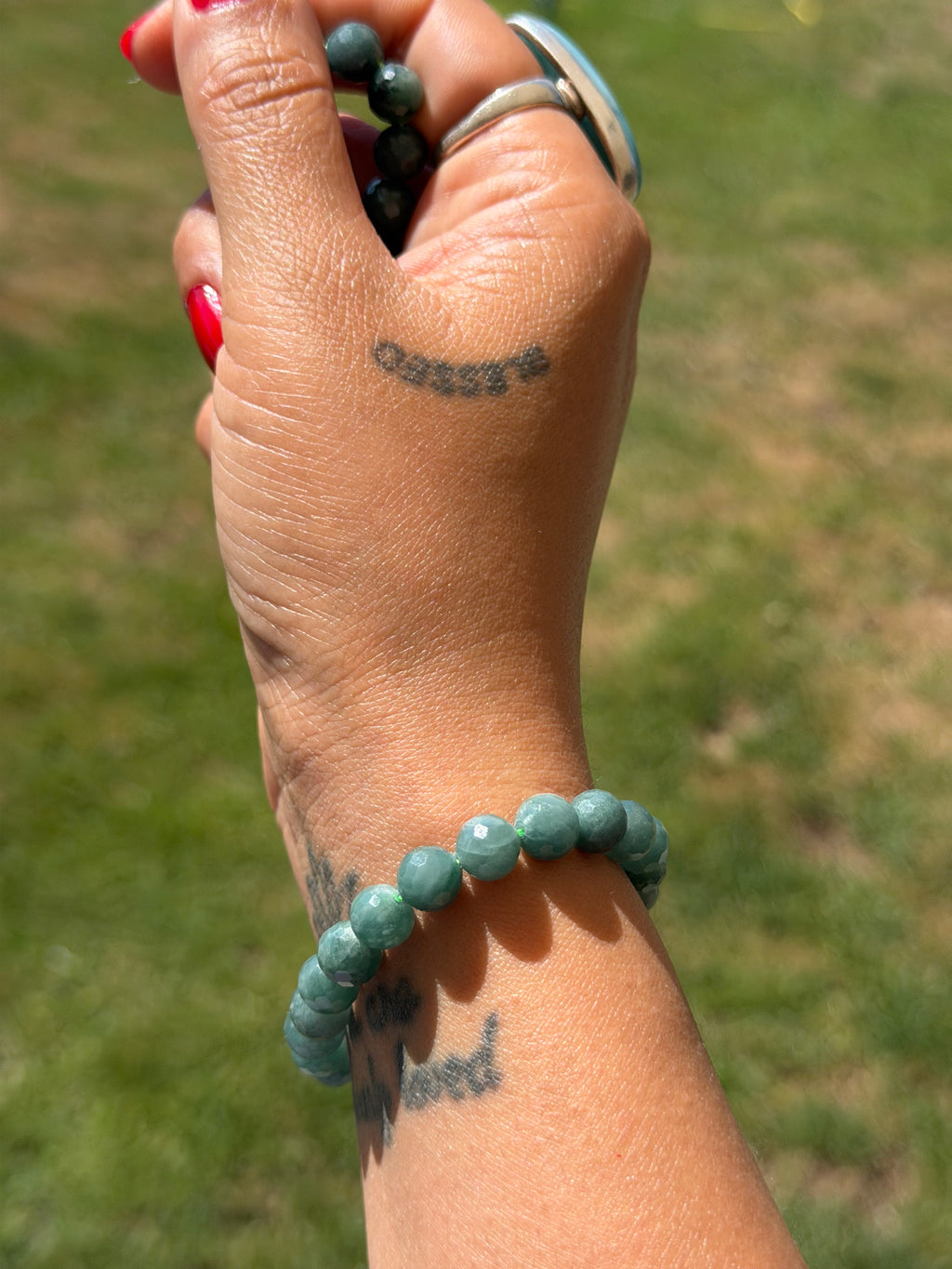 Blue Jade Faceted Bracelet 8mm | Natural Blue Jade Crystal Bracelet | Micro Cut Gemstone Stretch Bracelet | Calm, Wisdom & Prosperity