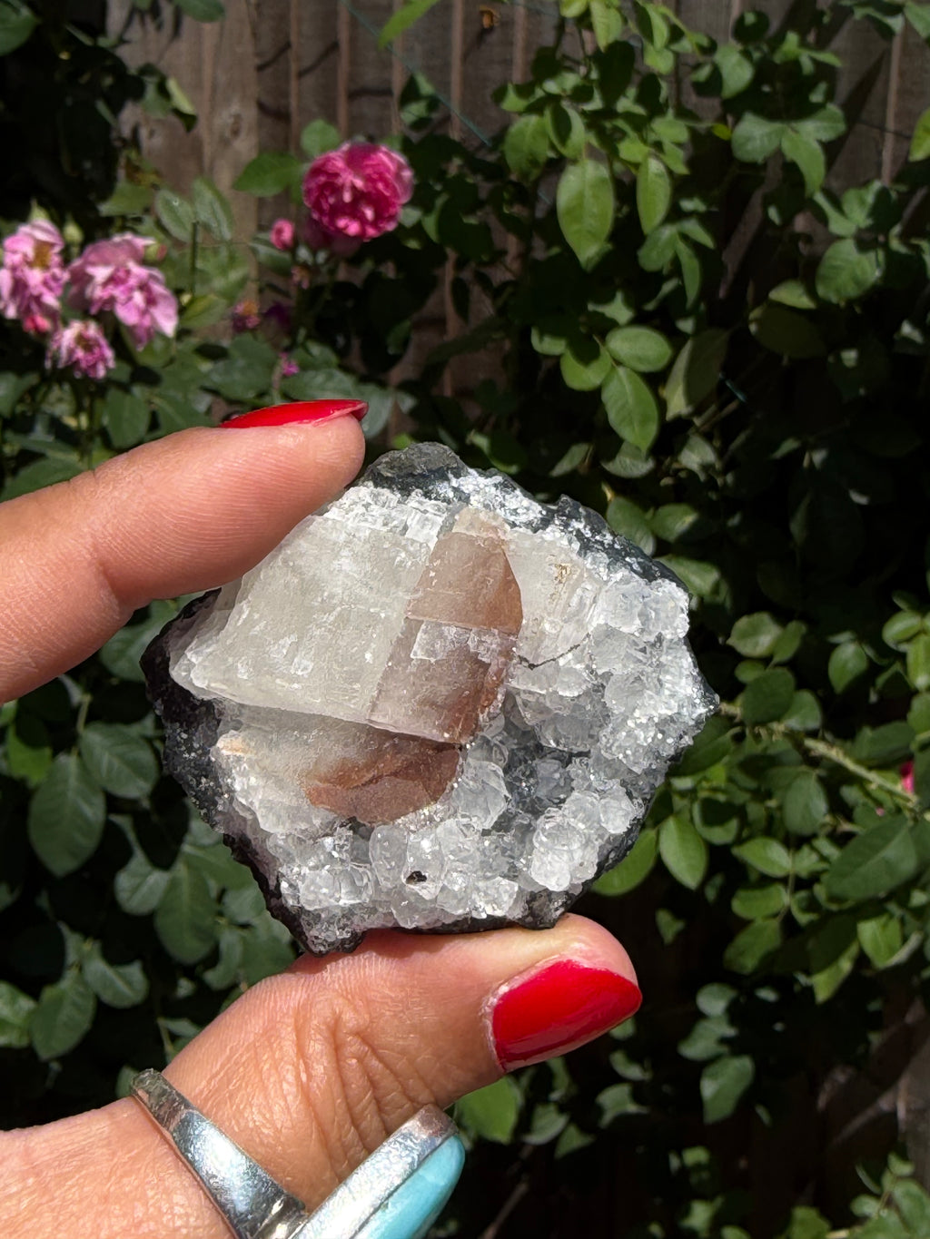 Amethyst with Red Calcite | Druzy Brazilian Crystal Cluster | Collector Specimen | Ametista do Sul | Display Crystal, I