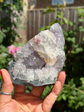 Rainbow Amethyst with Calcite | 520g  Crystal Cluster with Stand | Pastel Berry Druzy | Collector Specimen | Brazil Crystal Decor, B