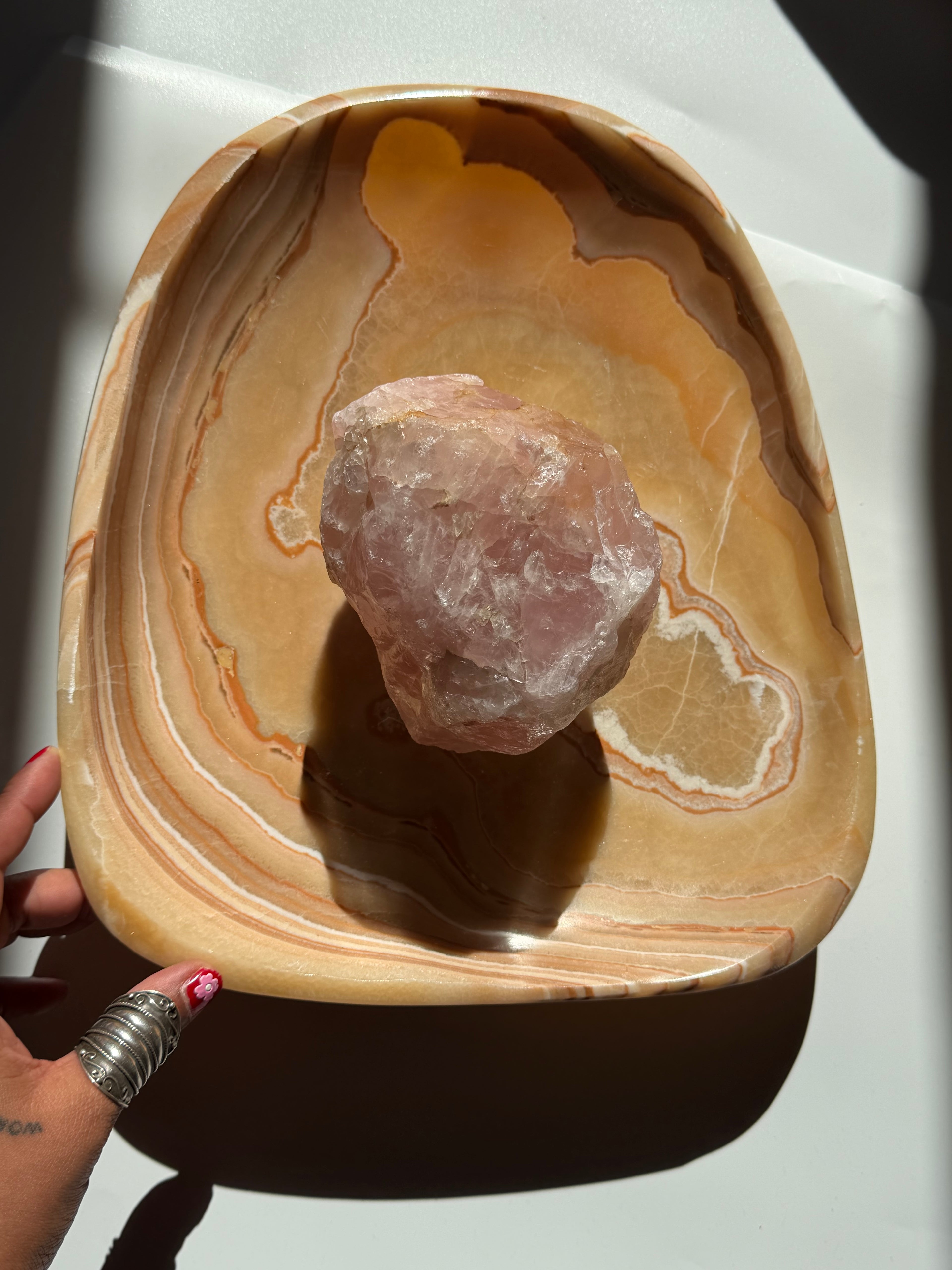 Large Moroccan Yellow Onyx Bowl | Hand Carved Natural Stone Centrepiece