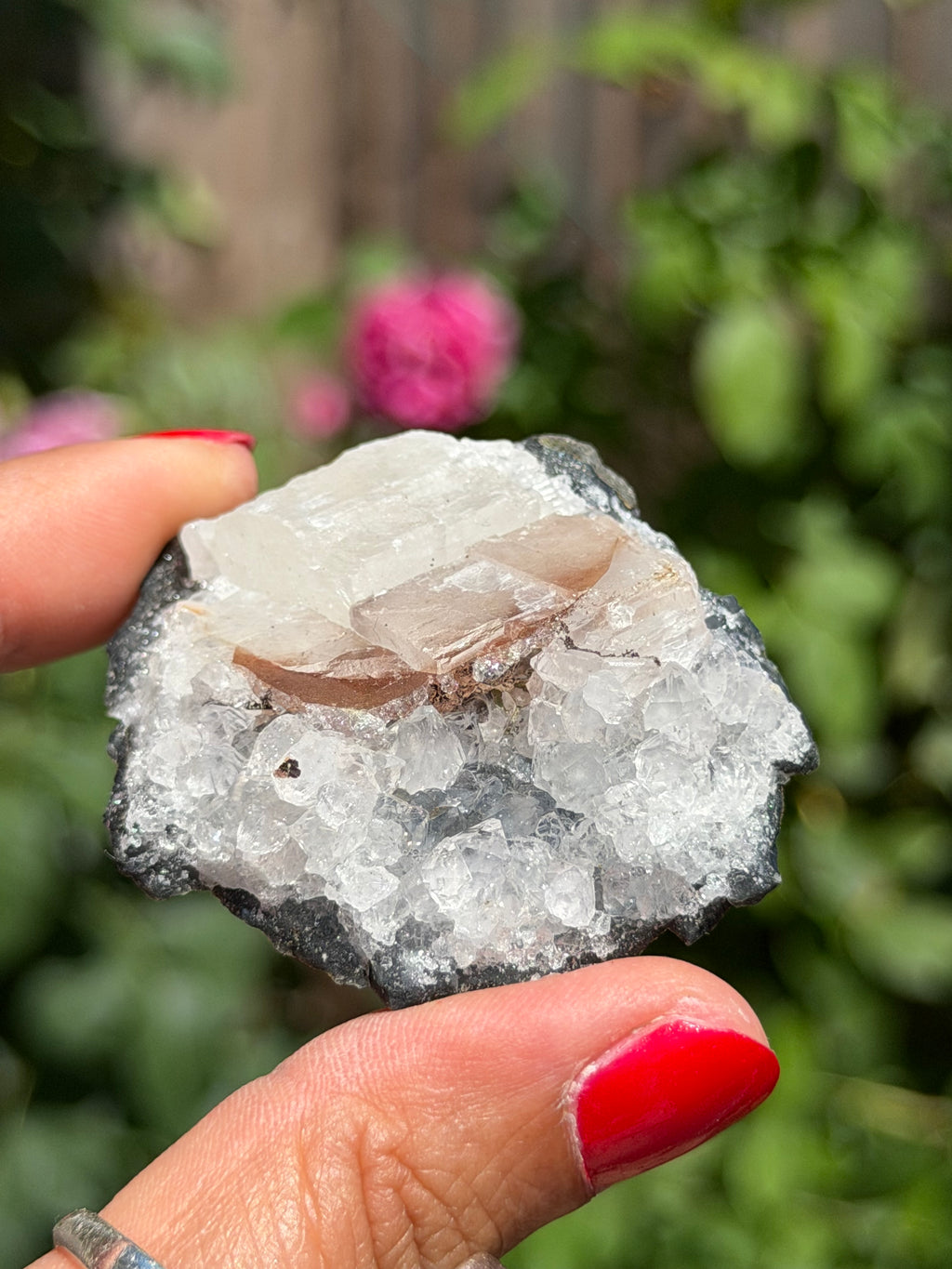 Amethyst with Red Calcite | Druzy Brazilian Crystal Cluster | Collector Specimen | Ametista do Sul | Display Crystal, I