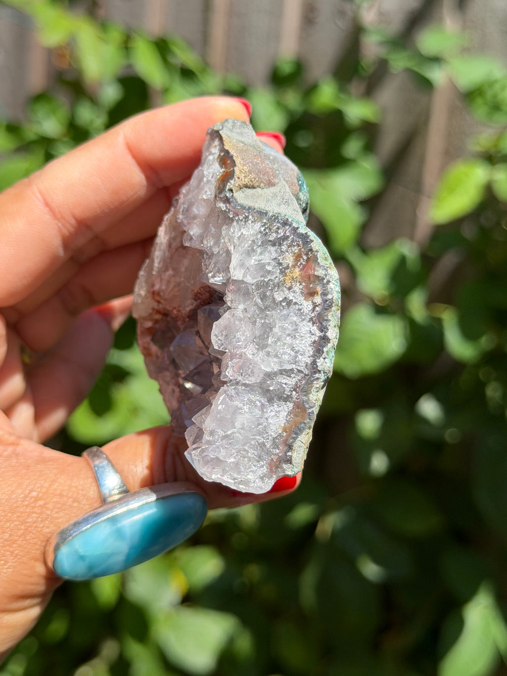 Standing Brazilian Amethyst with Calcite | Sparkly Collector Crystal Specimen | 195g, h