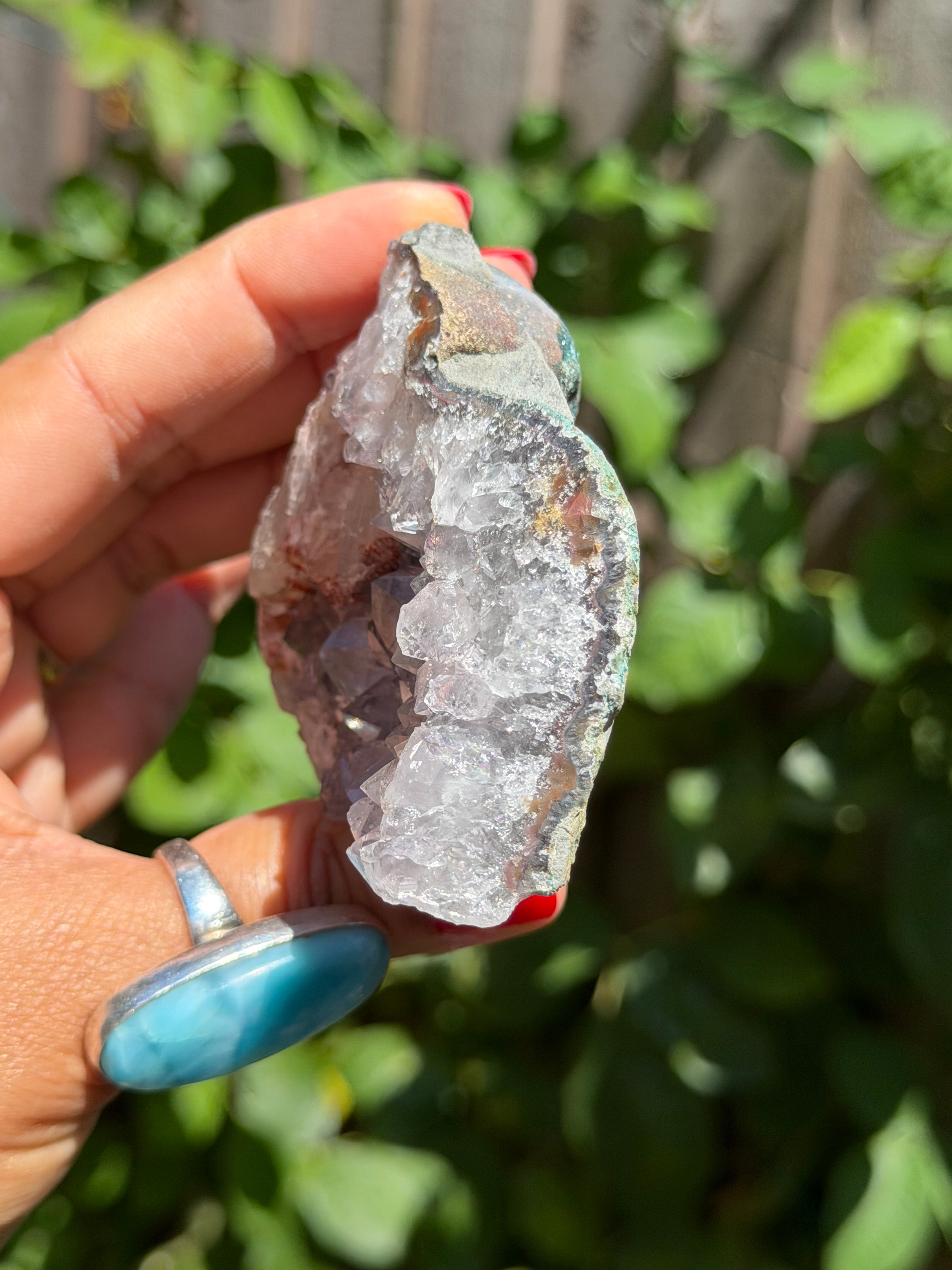 Standing Brazilian Amethyst with Calcite | Sparkly Collector Crystal Specimen | 195g, h