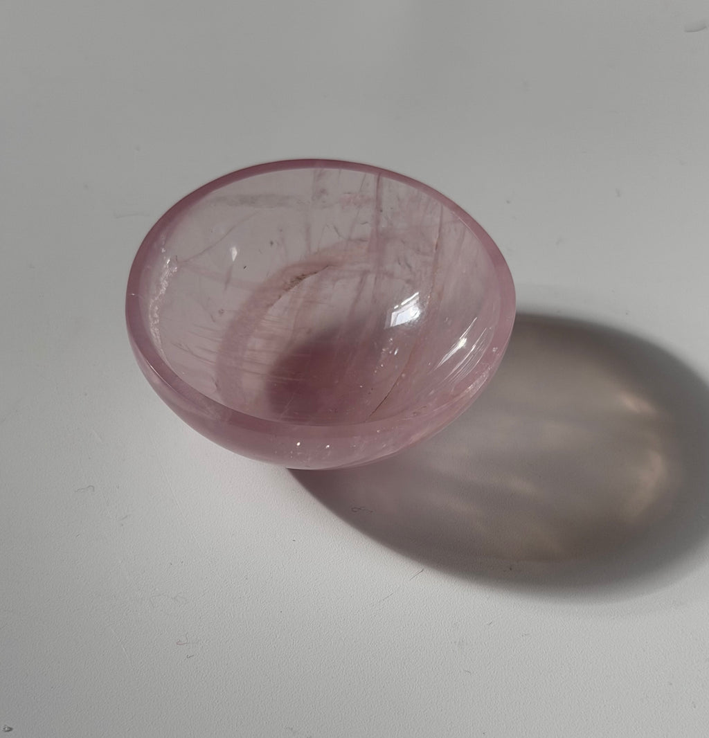 Gemmy Transparent Rose Quartz Bowl – Madagascar, b