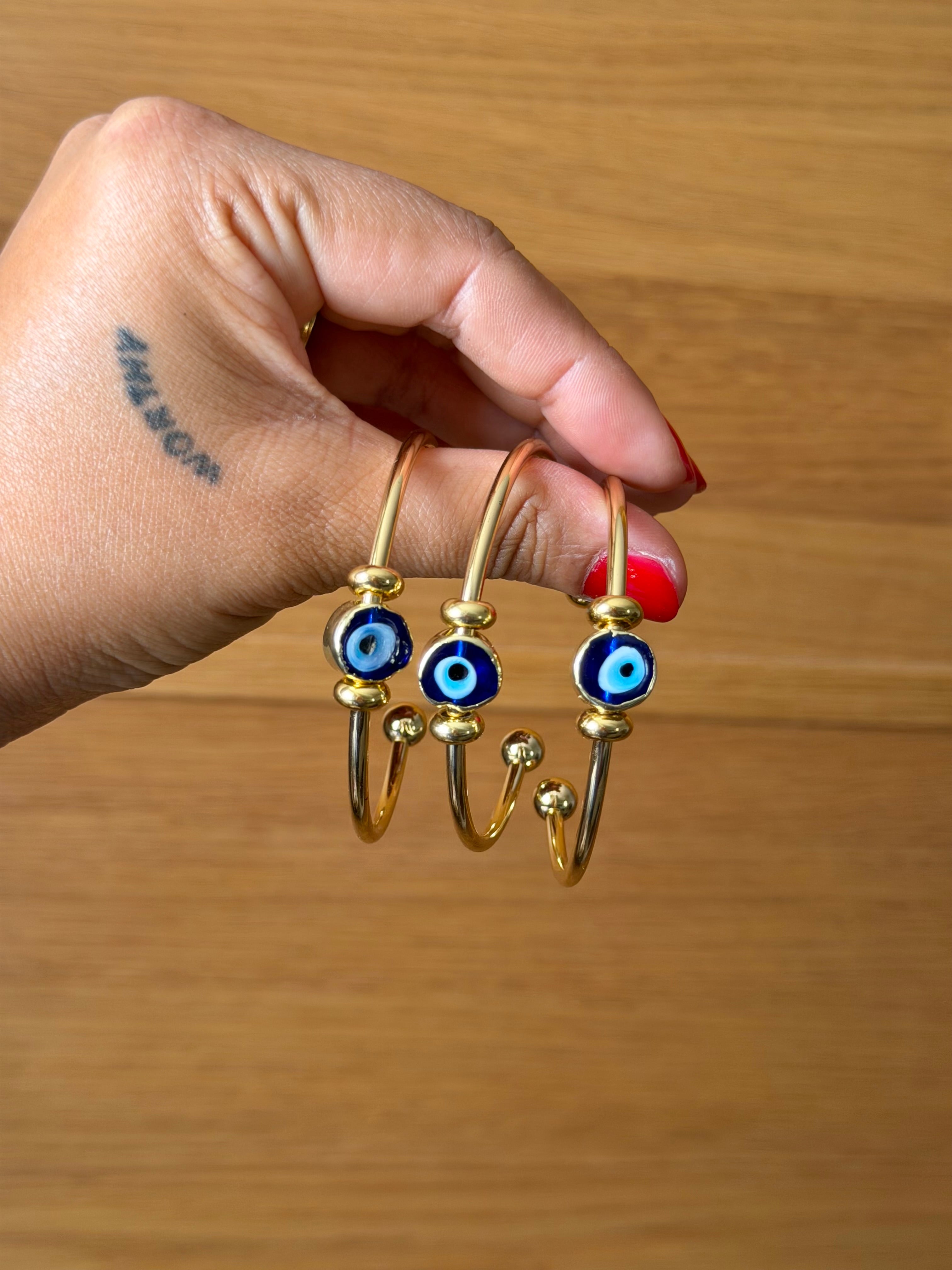 Gold Plated Adjustable Evil Eye Fidget Bracelet