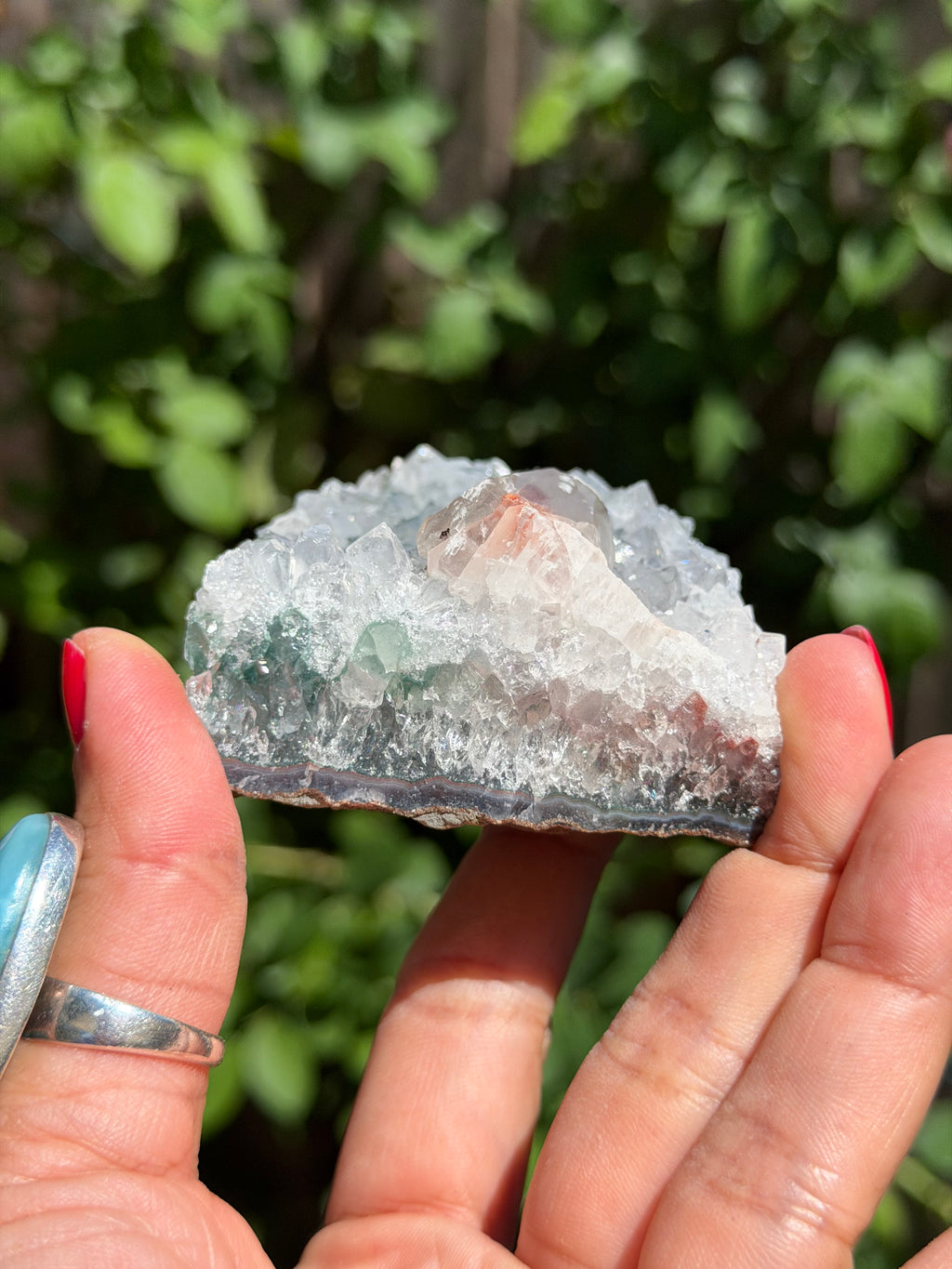 Rainbow Amethyst with Calcite & Moss Agate | 243g Standing Brazilian Crystal | Collector Specimen | Ametista do Sul Brazil, D