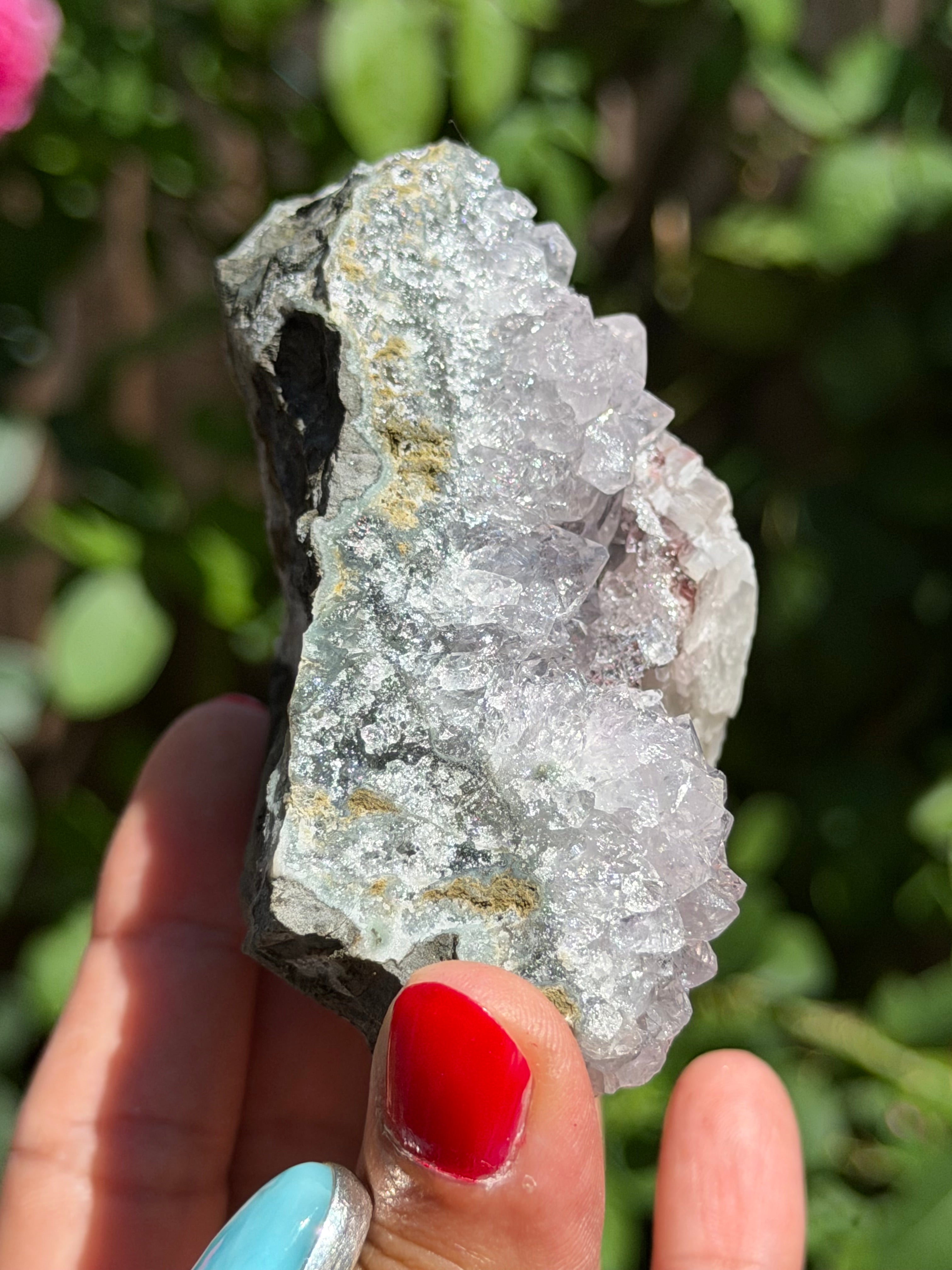Standing Amethyst Flower with Calcite & Hematite | Brazilian Collector Specimen | 275g, D