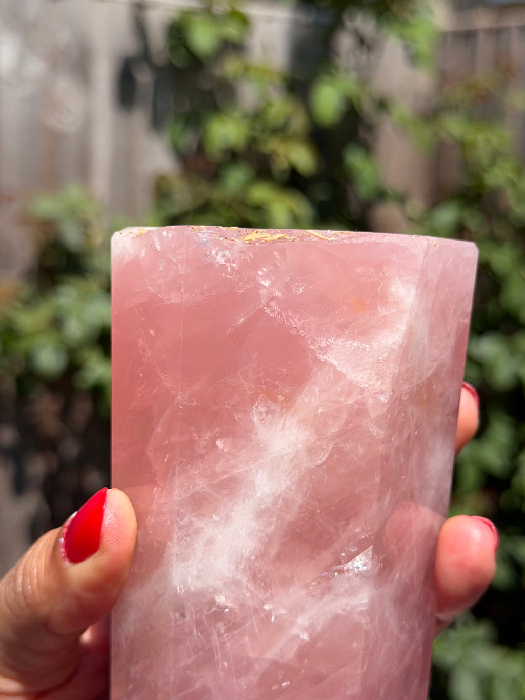 Vivid Pink Madagascar Rose Quartz Tower 892g | Natural Rainbow Inclusions & Feather Patterns | Large Crystal Point | Sainte Marie Gem Show
