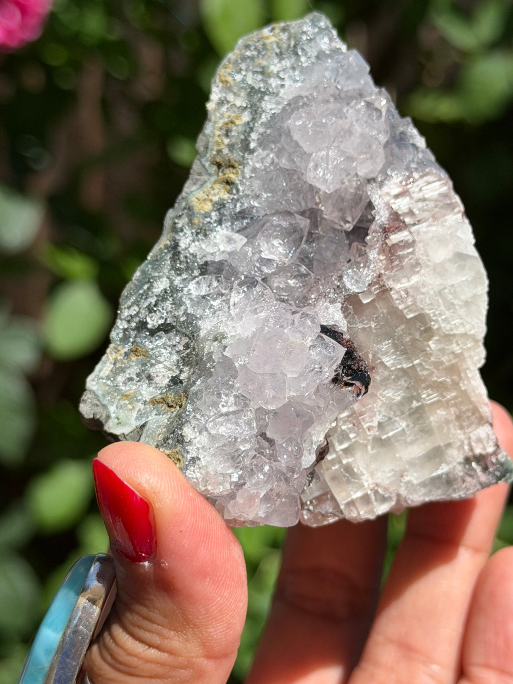 Standing Amethyst Flower with Calcite & Hematite | Brazilian Collector Specimen | 275g, D
