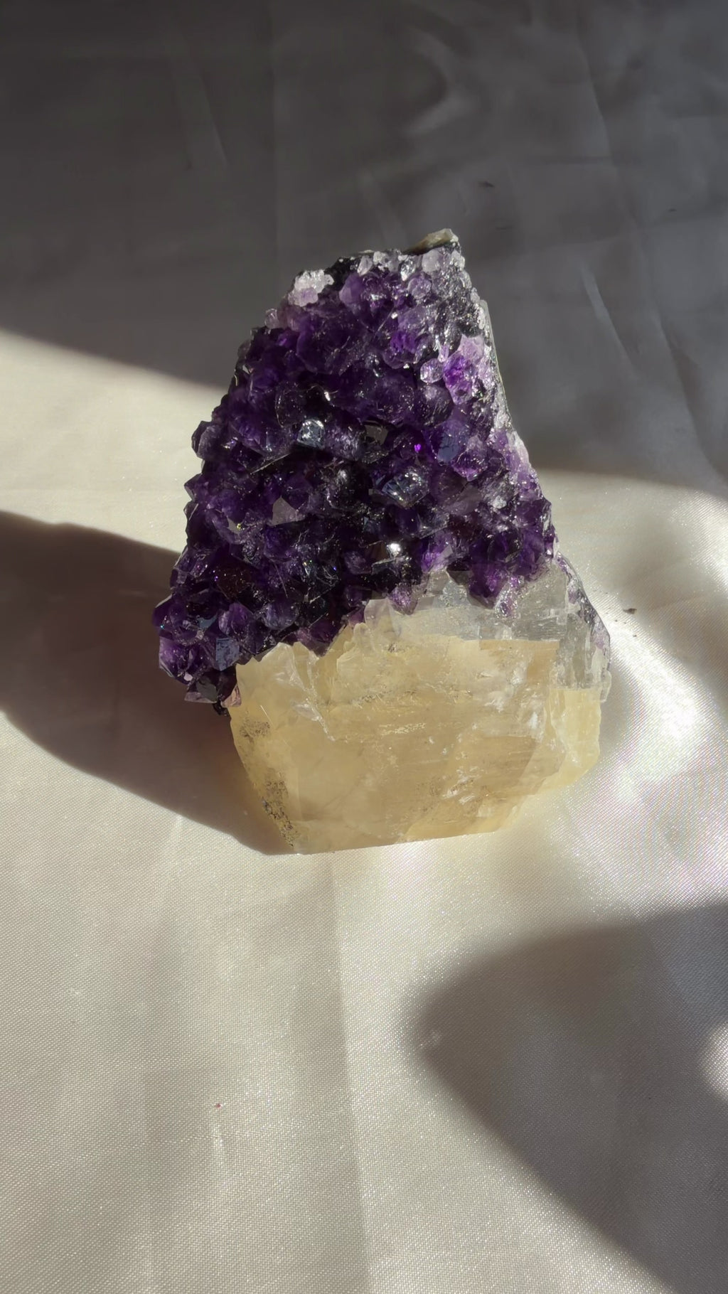 Dark Amethyst & Calcite Standing Mountain | Ametista do Sul, Brazil