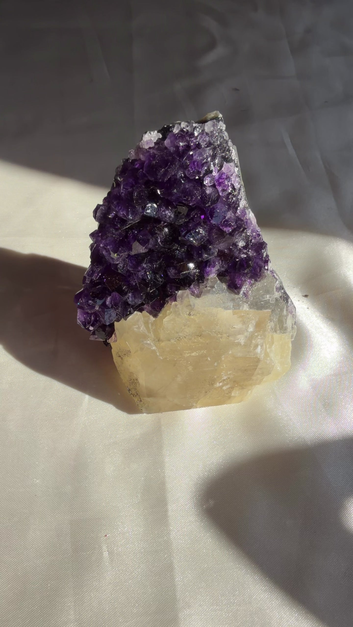 Dark Amethyst & Calcite Standing Mountain | Ametista do Sul, Brazil