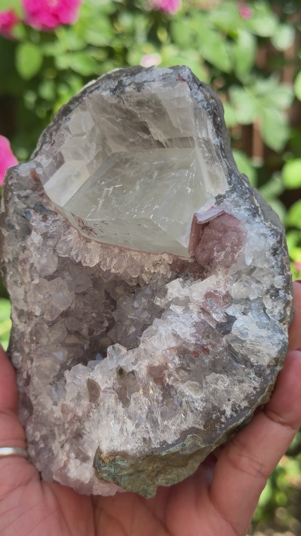 Pastel Rainbow Amethyst with Calcite | Standing Brazilian Crystal Cluster | 1kg